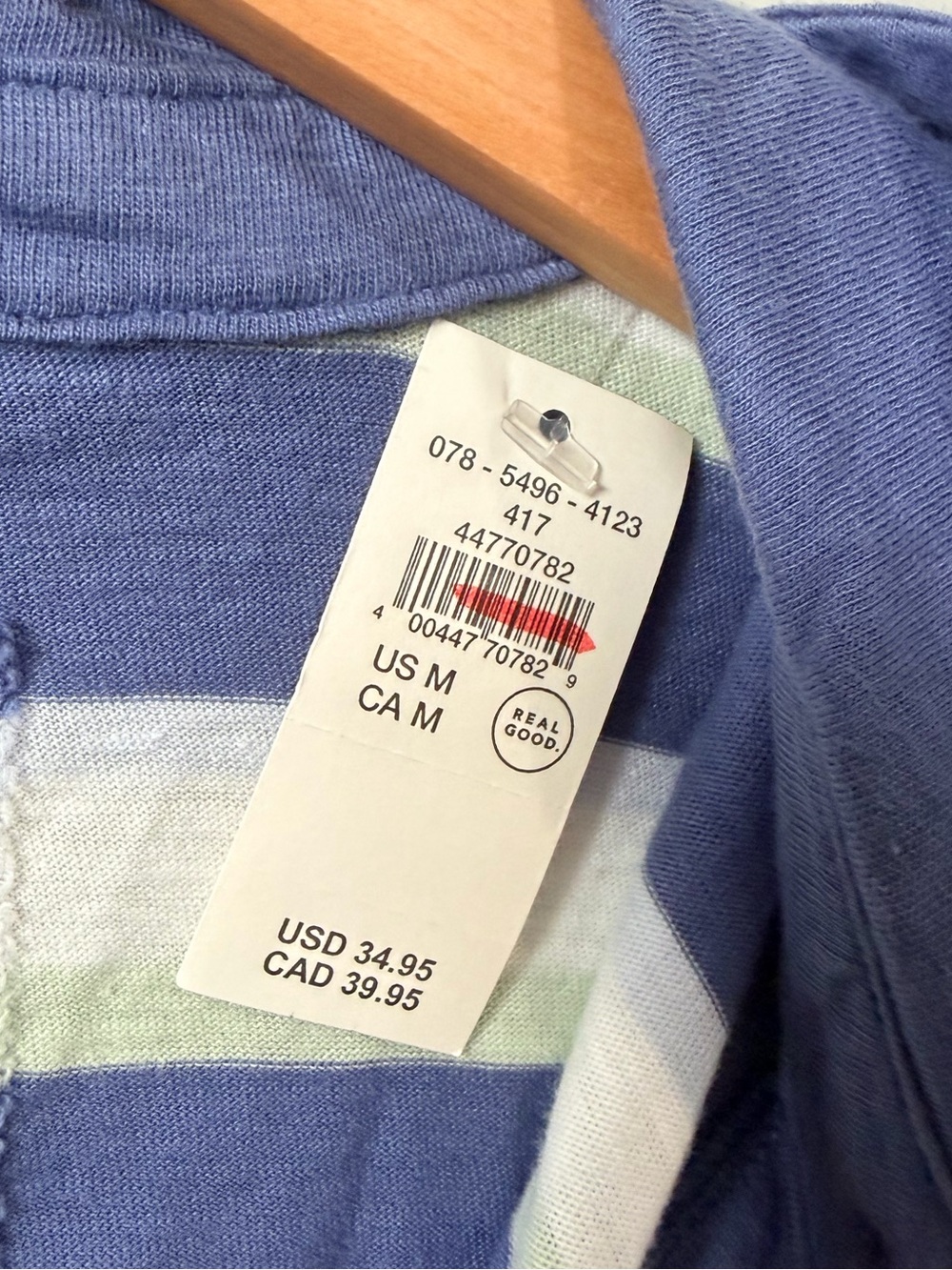 Aerie Happiest Oversized Polo T-Shirt NWT Medium Blue Green Striped Top - Picture 5 of 7